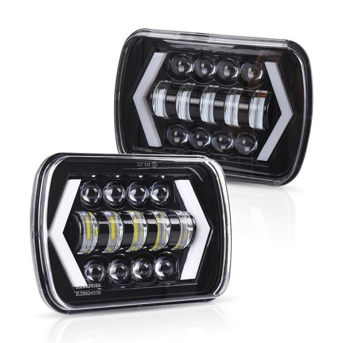 OVOVS Hot Sale 55W Headlamp DRL Turn Signal Rectangular Trucks 5x7 7x6"Led Headlight for Wrangler Y