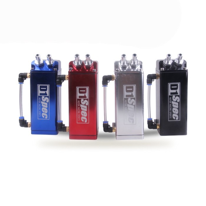 D1 SPEC Engine Square Shape Oil Catch Can Oil Tank Reservoir With 2 Bigger Fittings Oil Catcher Uni