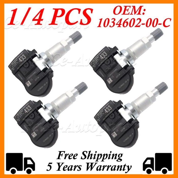 1/4PCS 1034602-00-C 1074812-00-B 103460200C TIRE PRESSURE SENSOR 433MHZ FOR Tesla Model 3 Model S M