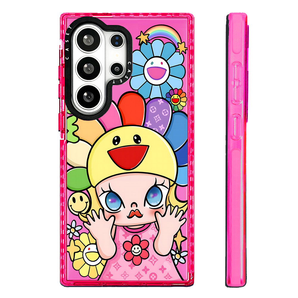 น่ารักการ์ตูนสีดอกทานตะวันสาวสําหรับ Galaxy S24 S25 FE S23ULTRA S24ULTRA S25ULTRA S26ULTRA ฝาครอบ A55 A56 S26 S23 Plus สีซิลิโคนนุ่มกันชนกันกระแทก