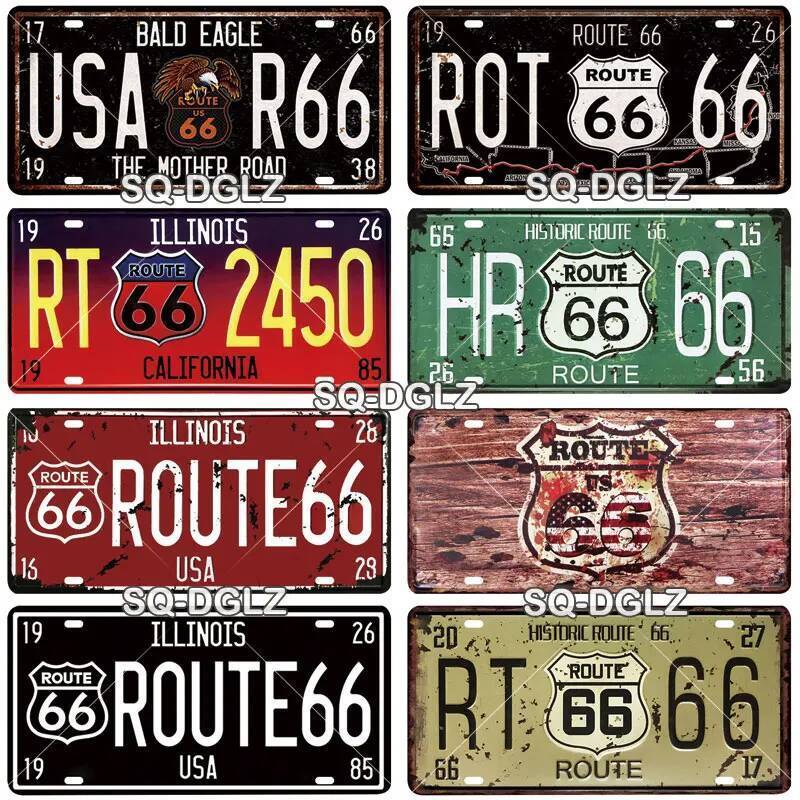 รถจักรยานยนต์ Vintage ป้ายโลหะ 66 Motel ป้ายดีบุก Vintage Garage Decor Man Cave Plaque Home Wall Dec