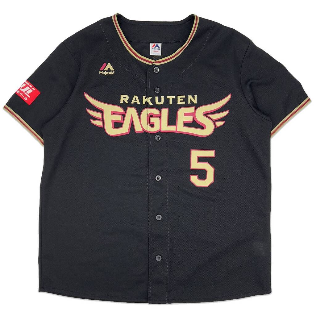 ใหม่ Majestic Japan Baseball Tohoku Rakuten Eagles Eigoro Mogi Jersey สีดํา