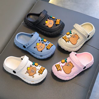 [BANGKOK SHIPPING] รองเท้าแตะกันลื่น EVA ลายพิมพ์แคปิบาราน่ารัก คุณภาพสูง DIY Crocs สำหรับเด็ก3-8 ปี
