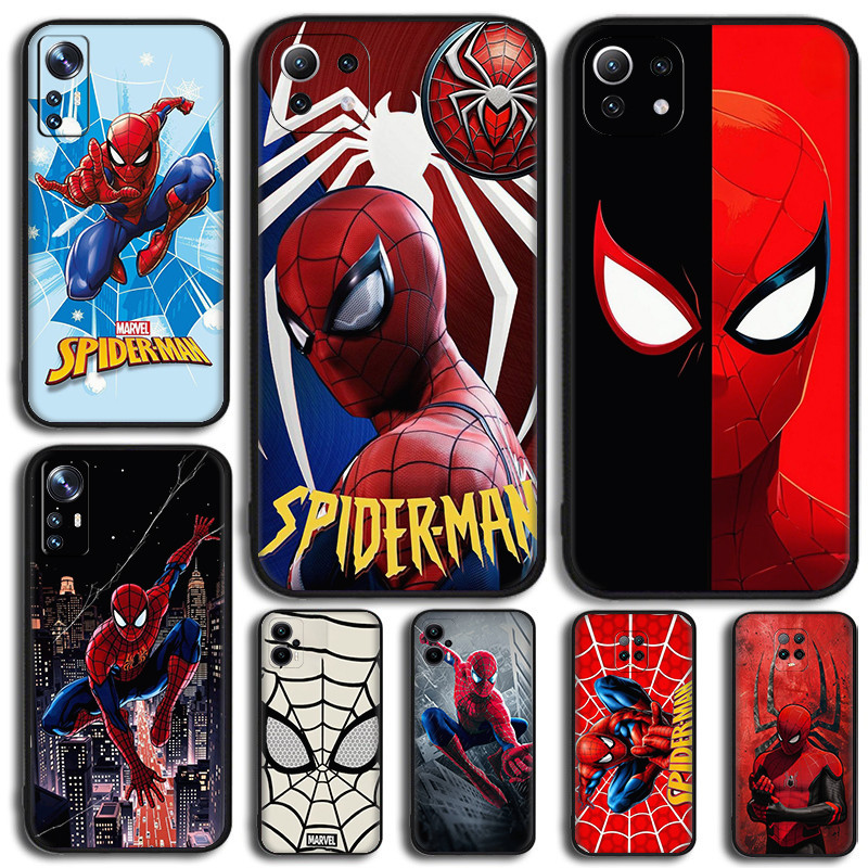 สําหรับ Xiaomi Poco X6 F7 X7 Pro 12 12X Mi 8 Lite อะนิเมะการ์ตูน spider man TPU สีดําซิลิโคนนุ่มเคสโ