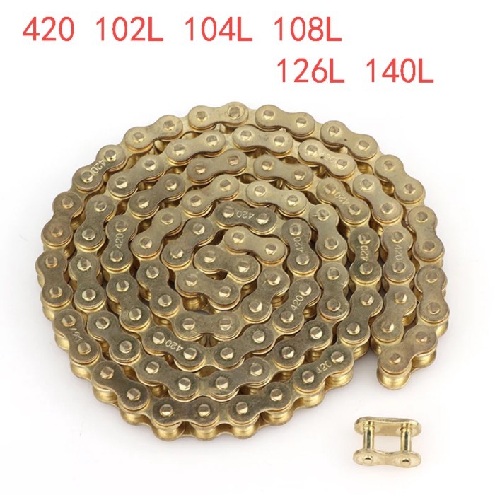 Motorcycle 420 golden chains 102L/104L/108L/126L/140L Links Drive Chain Link for 110cc-250cc ATV UT