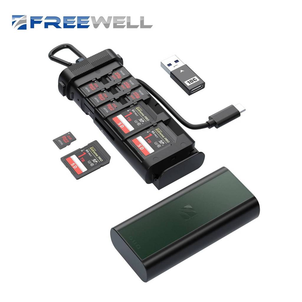Freewell Portable Duo Reader Ultimate SD TF และ Micro SD Card Reader & Holder สําหรับ Professional P