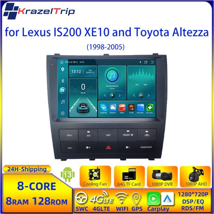 8 Core QLED 4G RDS DVD FM AM Car Radio Stereo for Lexus IS200 XE10 and Toyota Altezza 1998 - 2005 C