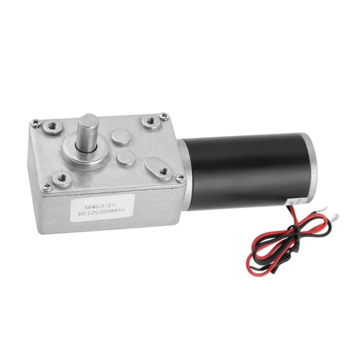 5840-31ZY DC 12V/24V Single Shaft Self-Locking Reversible Worm Gear Motor with Cable, High Torque S