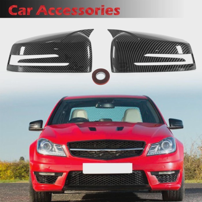 Rhyming Rearview Mirror Cover Side Mirror Cap ABS Carbon Fiber Fit For Mercedes-Benz W204 E W212 W1