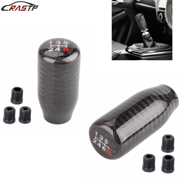 RASTP-New Carbon Fiber Gear Head 5-speed 6-speed Shift Handle Wave Stick Head Gear Head Car Modific