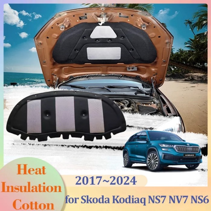for Skoda Kodiaq NS7 NV7 NS6 2017~2024 Car Hood Engine Insulation Pad Liner Cotton Soundproof Cover