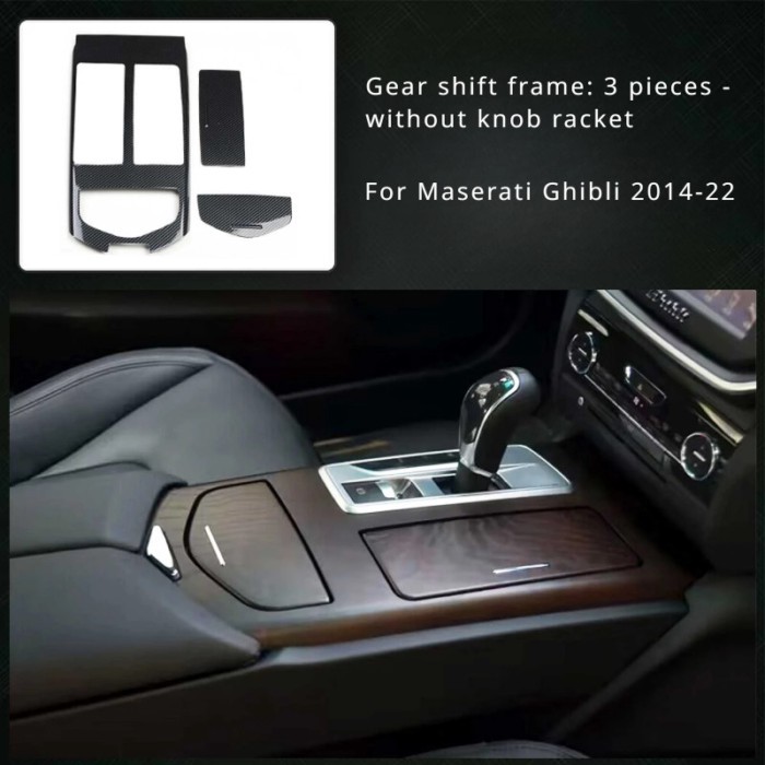 For Maserati Ghibli 2014-22 Center Console Gear Panel Cover Trim Stickers Car Accessories Carbon Fi
