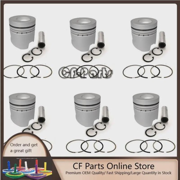 New 6 Sets STD Piston Kit With Ring 6138-32-2010 Fit For Komatsu 6D110 Engine 110MM