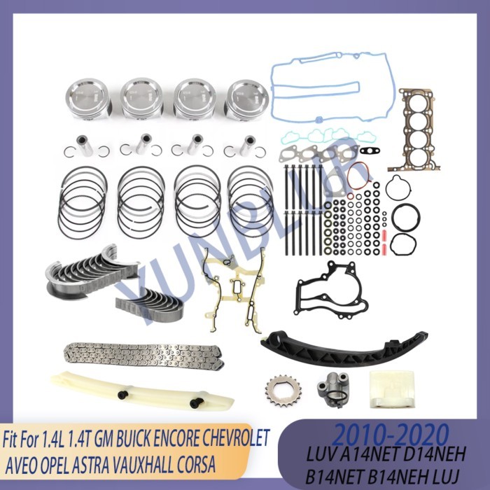 STD Piston Main Con-rod Bearing Full Gasket Timing Chain Kit Fit 1.4 L LUJ A14 B14 For GM BUICK CHE