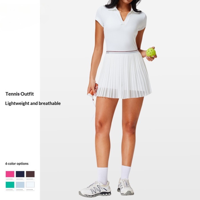 2026 Casual Sports POLO Shirt Quick-Drying Running Fitness Skirt Outdoor Golf Tennis Skirt Suit