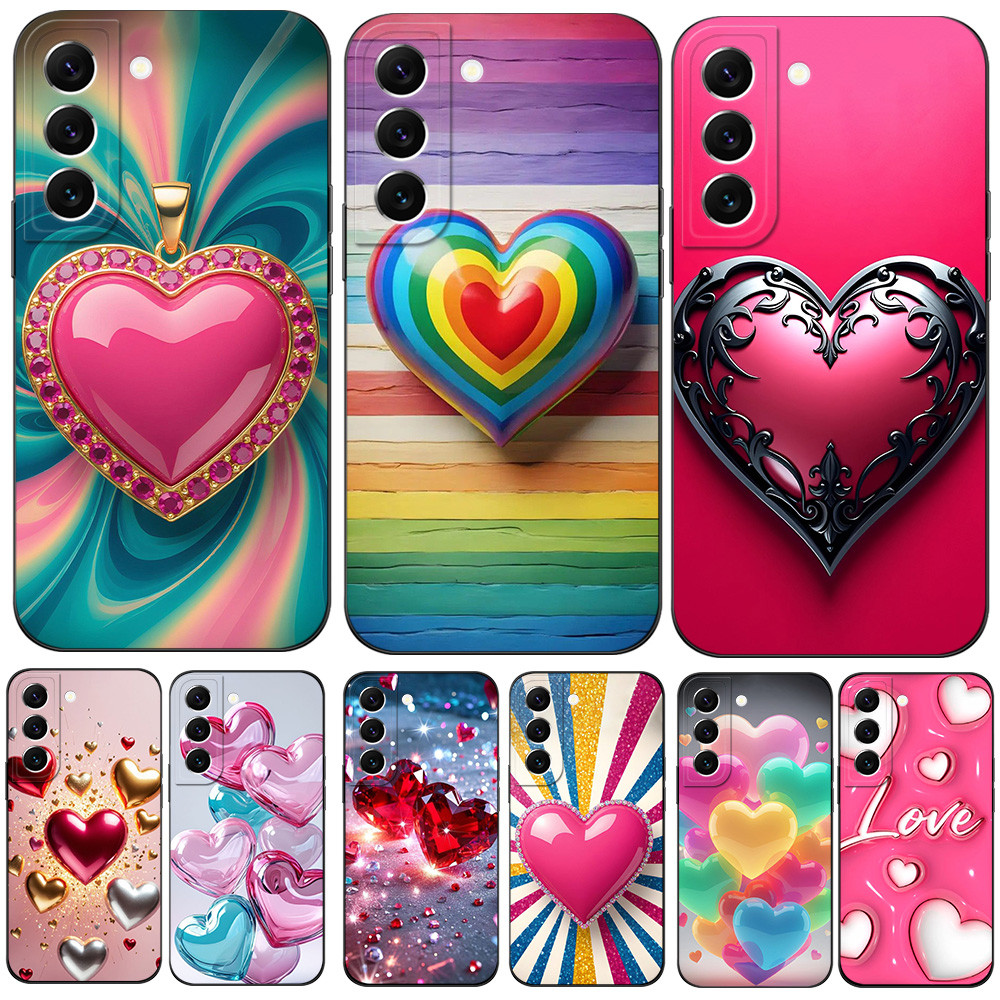 สําหรับ Samsung Galaxy S22 Plus S22 5G กรณีซิลิคอนปกหลัง SM-S901 SM-S906 สีดํา tpu กรณี 3D หัวใจความ