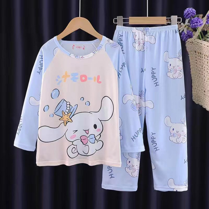ชุดนอนเด็กผู้หญิง คอกลมแขนยาว สีม่วง คุโรมิ สำหรับเด็กอายุ 4-5 ปี