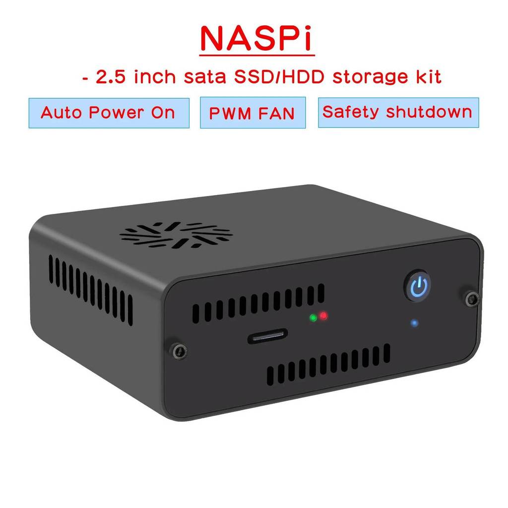 Geekworm NASPi 2.5 นิ้ว SATA HDD/SSD NAS Case Storage Kit สําหรับ Raspberry Pi 4 (รองรับสูงสุด. ฮาร์