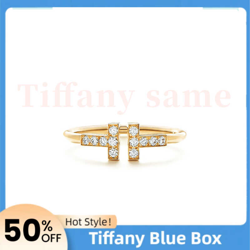 Tiffany และ Co T แหวนลวดเพชร, ทองสีเหลือง 18K, ของขวัญวาเลนไทน์รูปทรง T แบบไอคอนิก