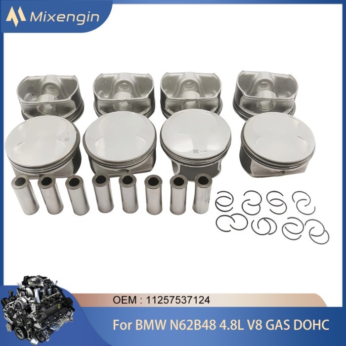 8pcs Engine Parts Piston & Rings Kit STD Φ91mm For BMW 4.8L V8 GAS DOHC N62B48 X5 550i 650i 750i  E