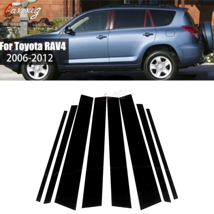 8Pcs Car Side Window Door Pillar Trim Posts Stickers Black for Toyota RAV4 XA30 2006 2007 2008 2009