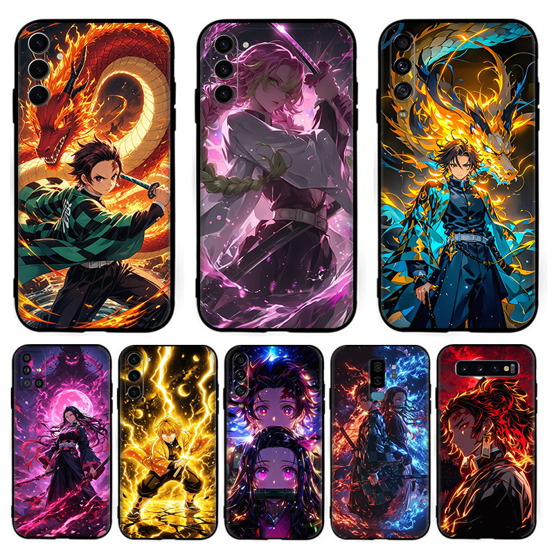 SAMSUNG เคสโทรศัพท์TPUซิลิโคนสีดําAnime Demon Slayer [T-1] สําหรับSamsung S7 Edge S8 Plus S9 S10 S10