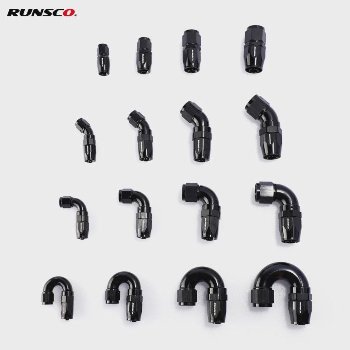AN4/AN6/AN8/AN10/AN12 Hose End Fitting Full Flow Swivel Adapter Aluminum Black