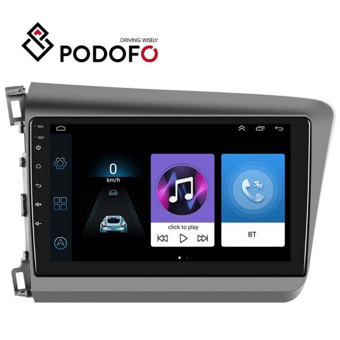 Podofo 9'' 2 Din Android Car Stereo Radio Autoradio WIFI GPS BT FM RDS EQ For Honda Civic 2012-2015