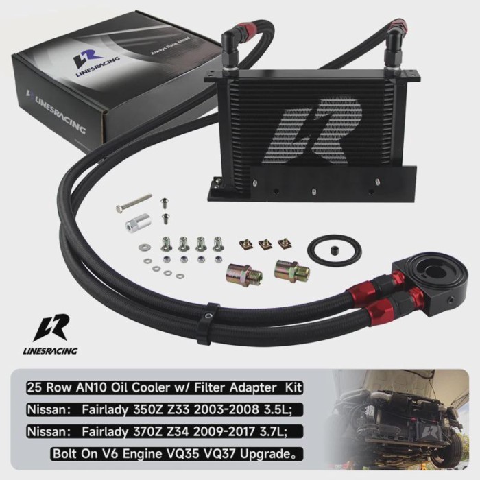Bolt On Oil Cooler Kit 25 Row AN10 Fits for Nissan Fairlady 350Z Z33 03-08 3.5L/370Z Z34 09-17 3.7L