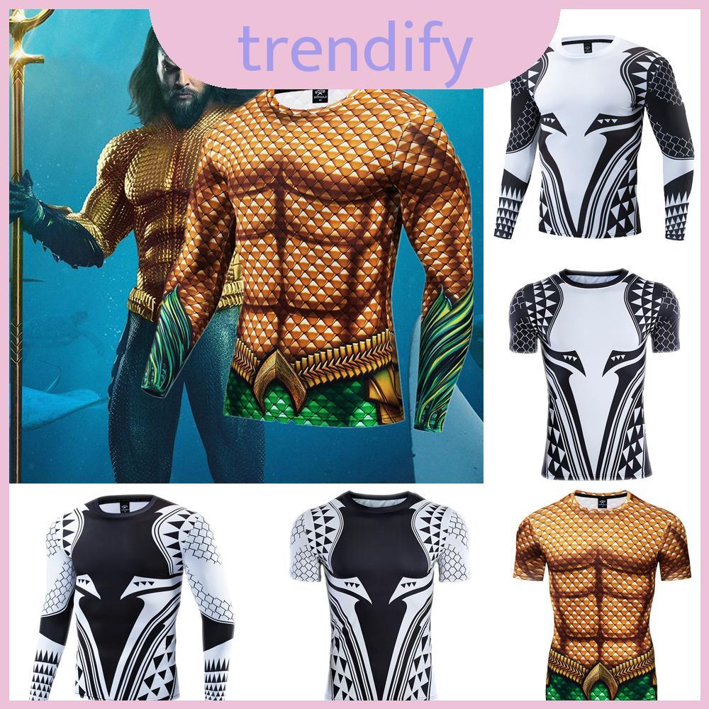 เสื้อยืด Gym Compression With Aquaman 3d Print And Fabric** Tight-knit Support