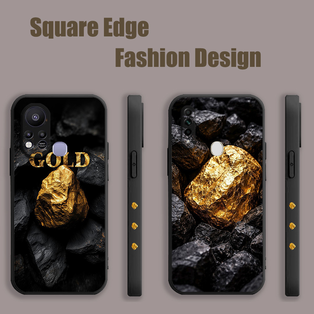 ปลอกสําหรับ OPPO A53 A76 Reno6z A95 Lite A96 A77 X5 Pro Reno 7 Reno 8 หินทอง MKL89 เคสโทรศัพท์ขอบสี่