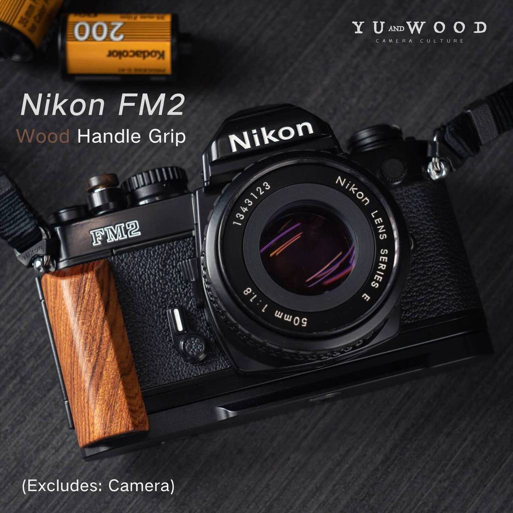 YUWOOD FM2 แผ่นติดตั้งรูปตัว L พร้อมที่จับไม้สําหรับ Nikon FM2 FM FM3A FE FE2 ในตัว Arca-Swiss Quick