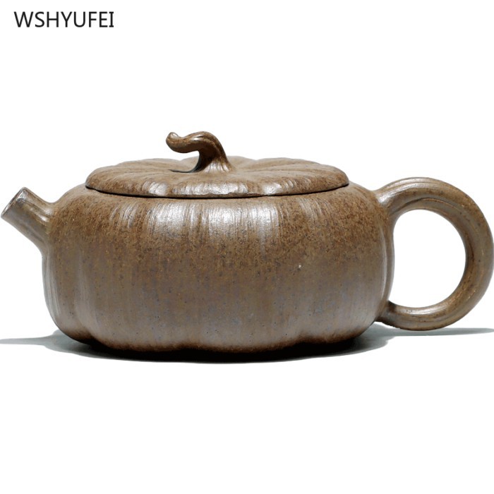 Yixing Purple Clay Pot 140ml teapot Flat pumpkin pot Kung Fu tea set Tea making pot
