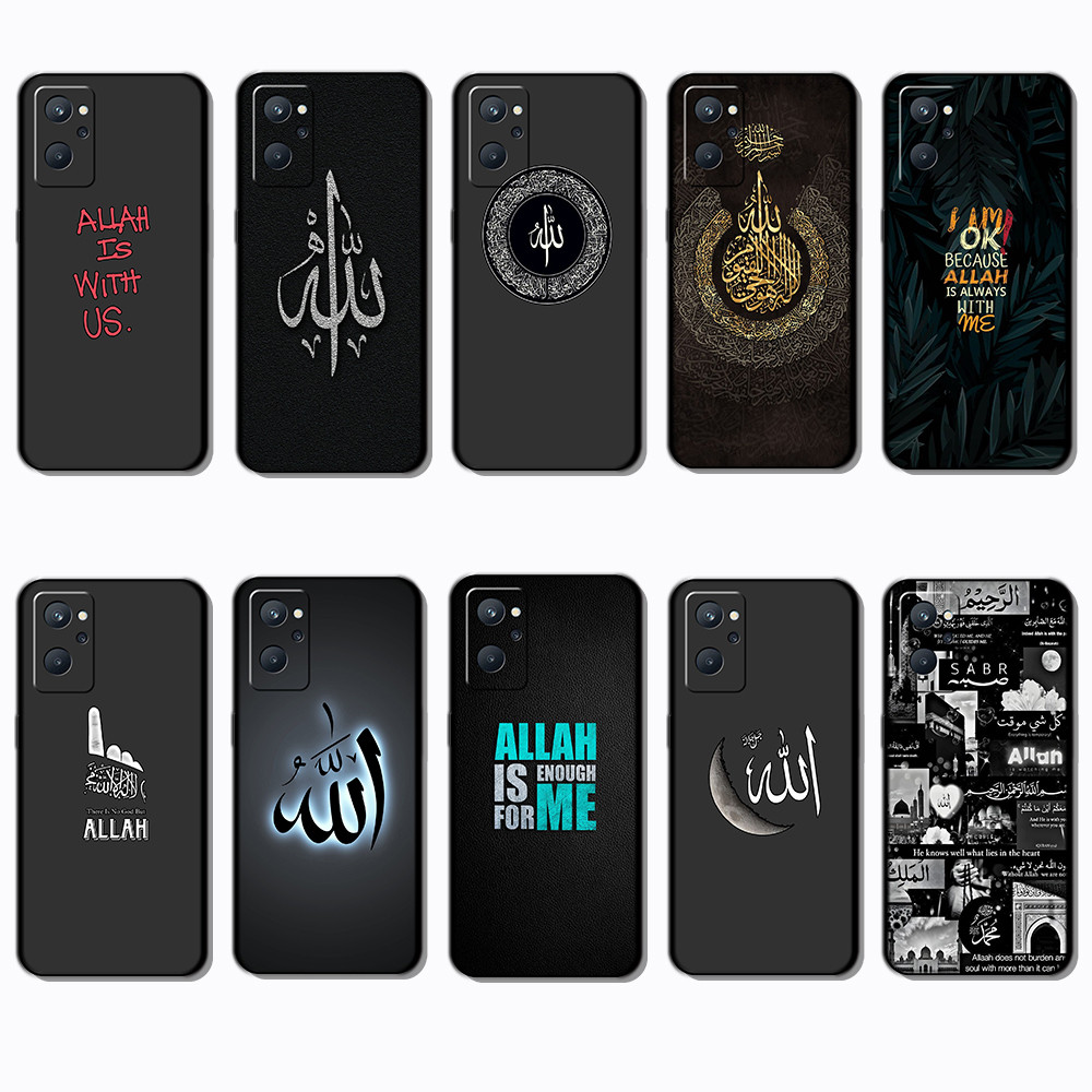 สําหรับRealme 7 8 8S 8i 9i 5g 10 Pro Plus VS10 allah Slim Black Border TPU Soft Case | โทรศัพท์เปลือ