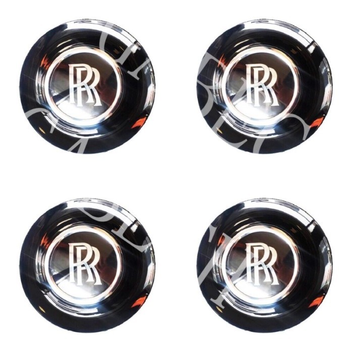 4* Rolls-Royce Center Hubcap Chrome for Rolls-Royce Ghost Dawn (Black) -