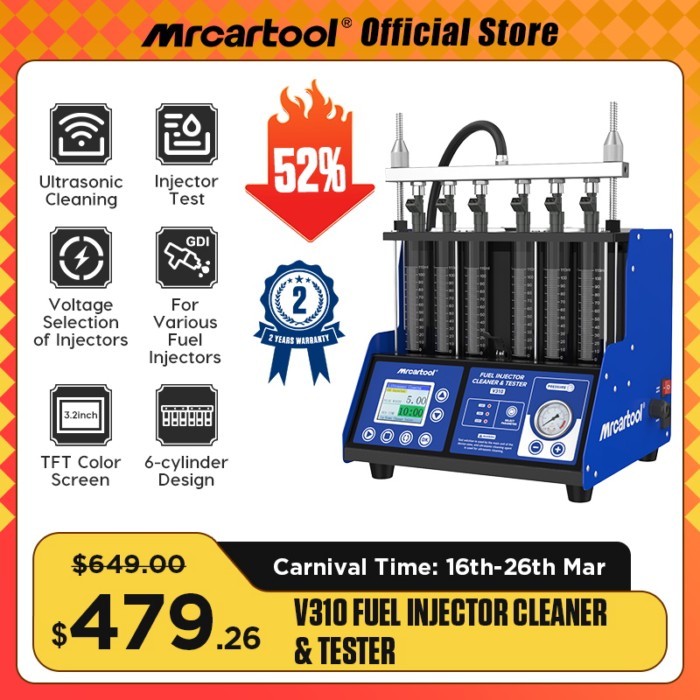 MRCARTOOL V310 Car GDI Fuel Injector Tester Cleaning Machine Piezoelectr Fuel Injector Tester 110V