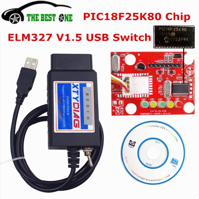 Newest ELM327 V1.5 USB Switch With PIC18F25K80 Chip For HS MS CAN ELM 327 Code Reader Diagnostic Sc