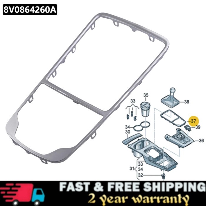 8V0864260A Silver Chrome MMI Shift Knob Retaining Frame Panel trim Box Decorative Frame For Audi A3