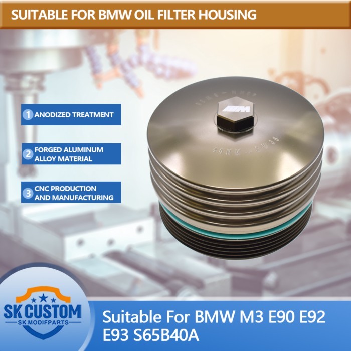 SK CUSTOM Oil filter cover aluminum alloy filter housing for BMW S65 B40 V8 4.0T engine E90 E920 E9