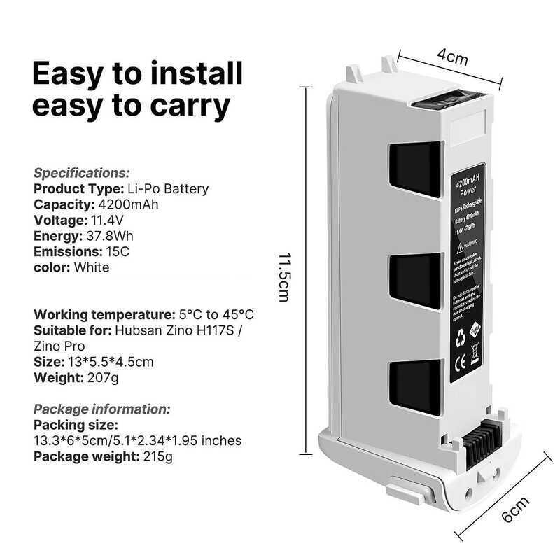 ▥ 4200Mah Hubsan H117s Zino GPS แบตเตอรี่ 11.4V สำหรับรถแข่ง RC FPV