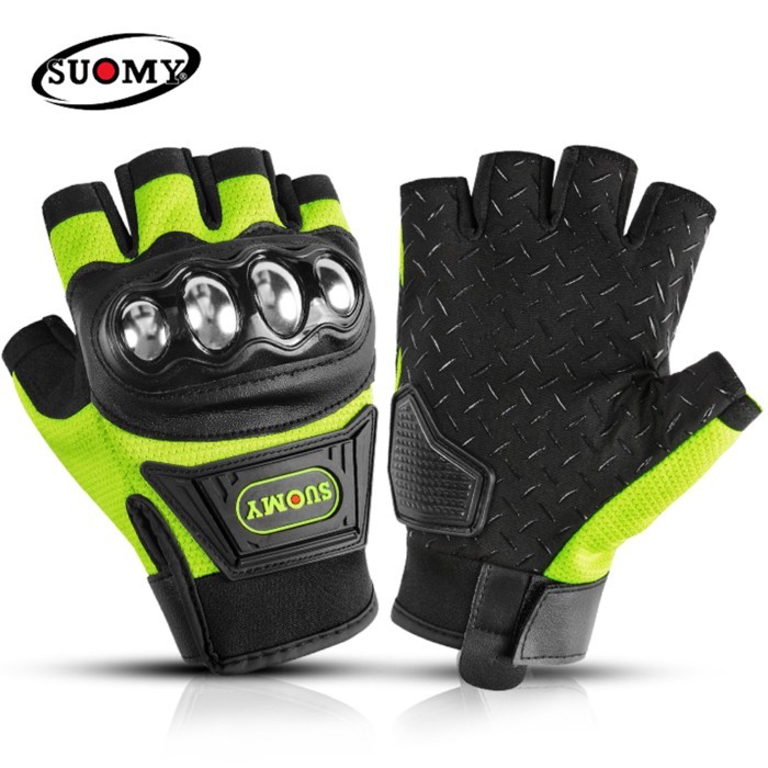 SUOMY Fingerless Gloves Summer Motorcycle Gloves Breathable Motorbike Half Finger Glove Dirt Bike C