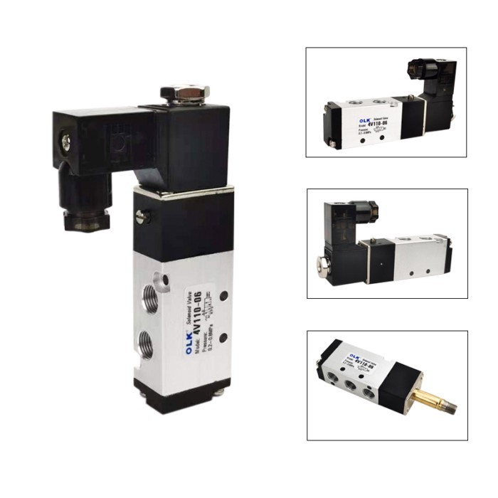 4V110-06 5 Way 2 Position 1/8" Pneumatic Control Solenoid Valve DC 24V DC 12V AC 110V AC220V with 4