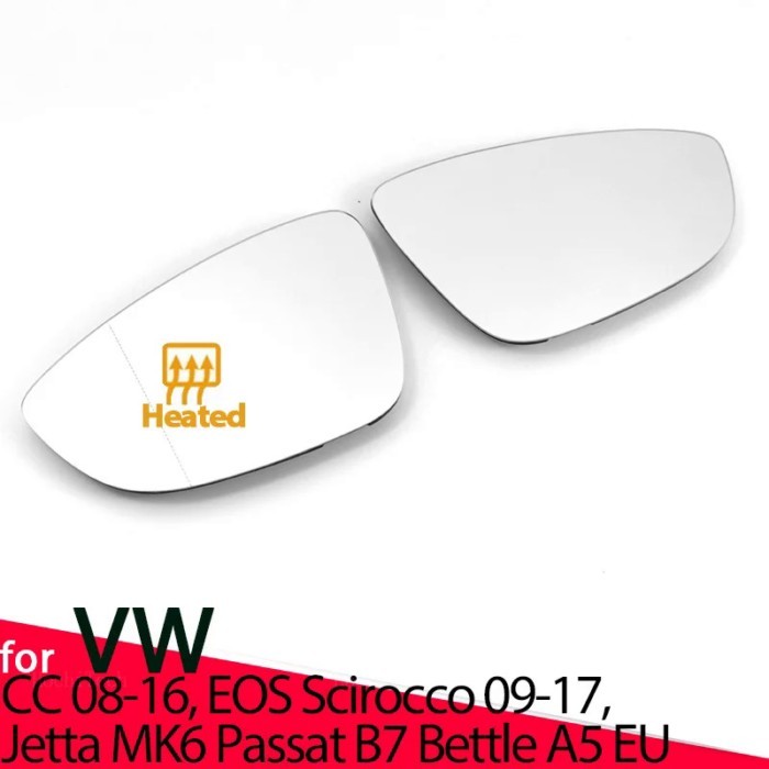 Left Right Side Mirror Glass Rearview Exterior Angle for Volkswagen VW CC 08-16, EOS Scirocco, Jett