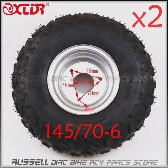 X2 145/70- 6 6" inch 13X6.50-6 Front/Rear Wheel Rim Tyre / Tire 50cc 110cc 125cc Quad Bike ATV Bugg