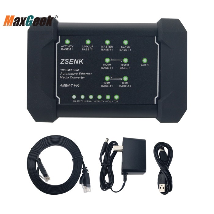 Maxgeek ZSENK 1000M/100M Automotive Ethernet Media Converter (15EDG-3.81mm Connector) Supports Lega