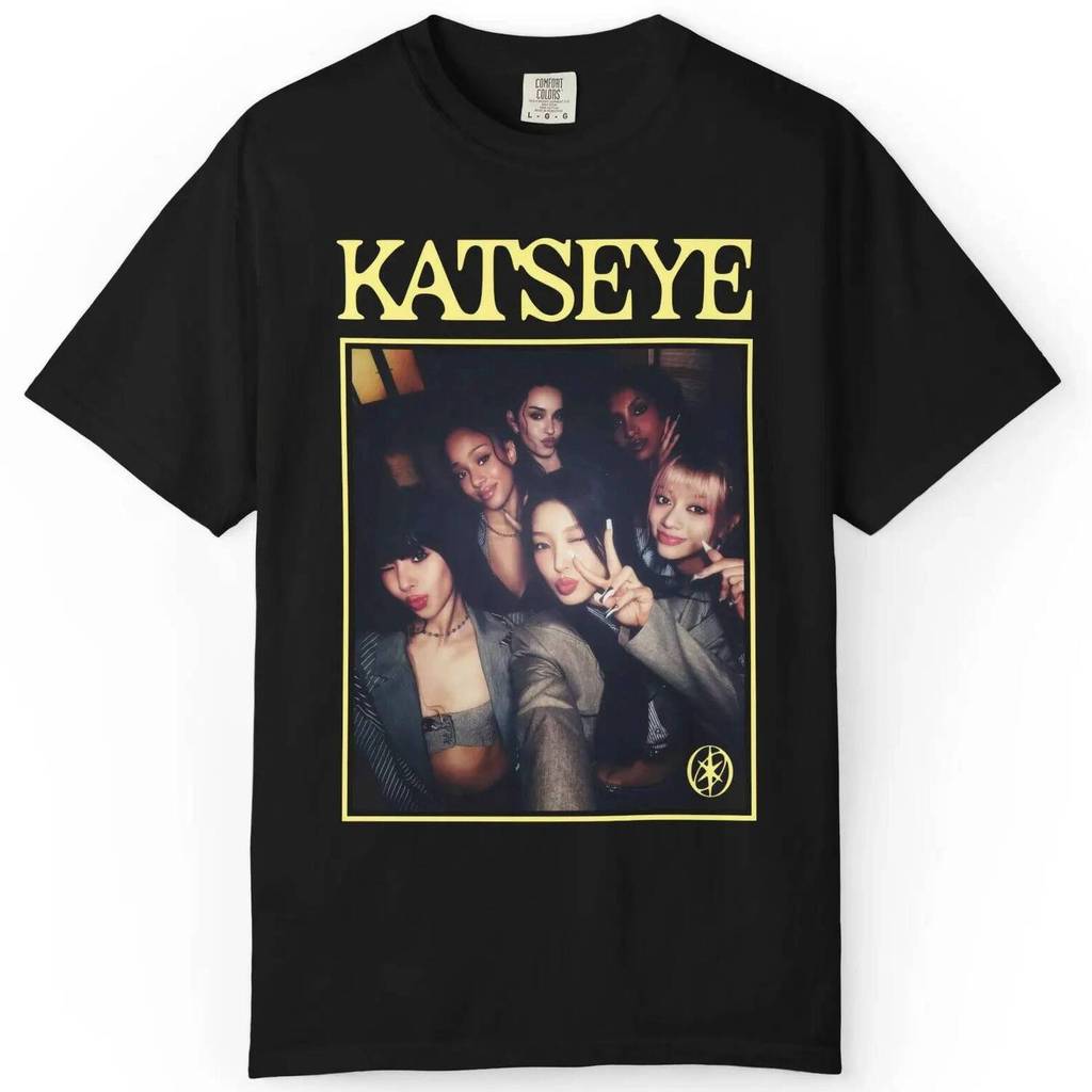 Katseye T-Shirt Unisex สำหรับเด็กชายและเด็กหญิง สไตล์ K-Pop พร้อมลายเส้นของศิลปินที่คุณชอบ