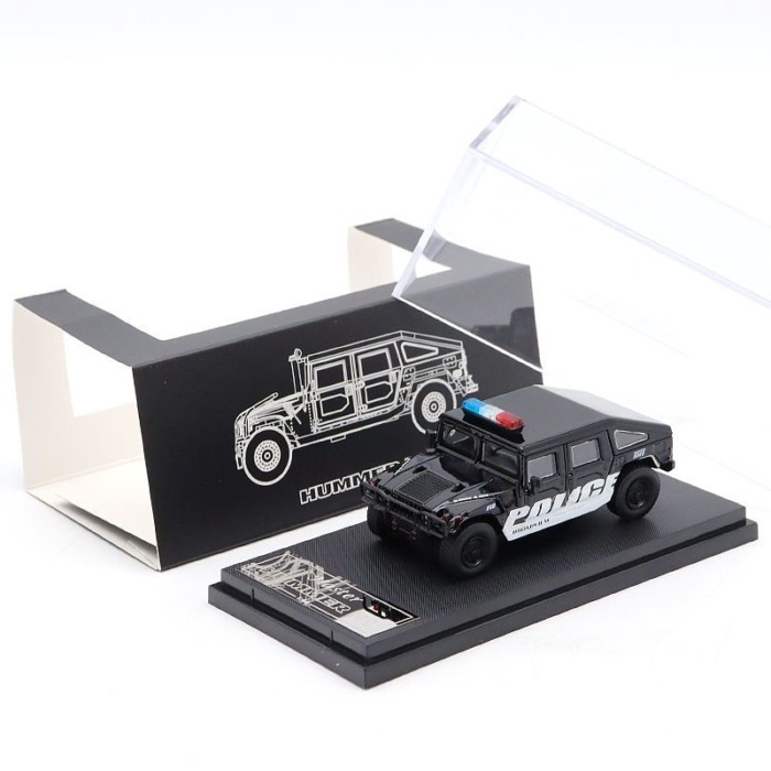 ผู้เชี่ยวชาญ 1: 64 Hummer Hummer H1 รุ่นตํารวจพร้อมคํารถออฟโรดจําลองรถโลหะผสมรุ่นเครื่องประดับ