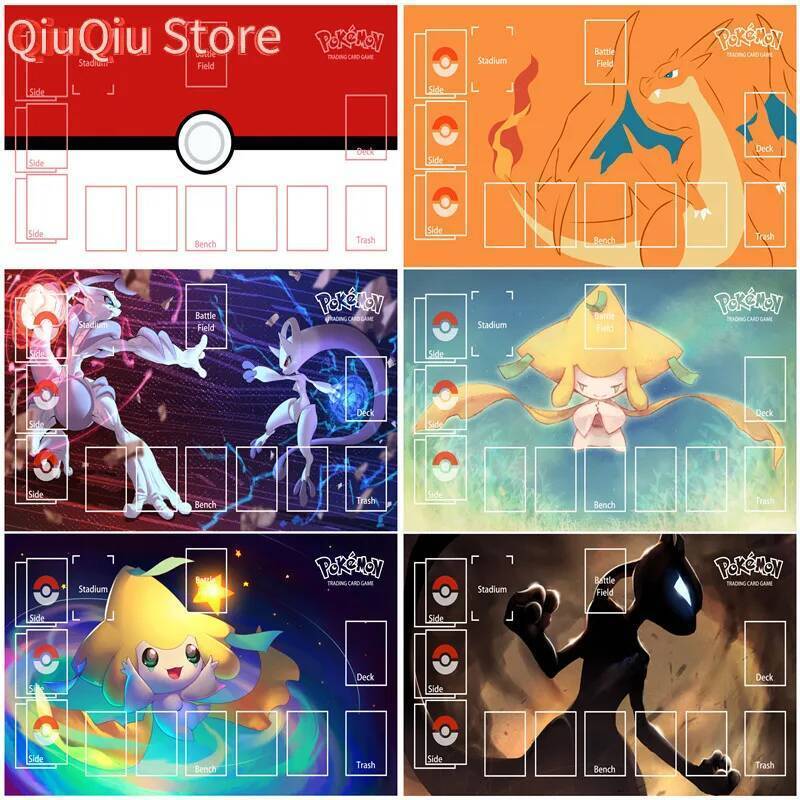 Pokemon PTCG Mewtwo Charizard Mew Jirachi Battle Playmat Trading Card เกม Mat การ์ดเฉพาะเล่นกับใหม่ต