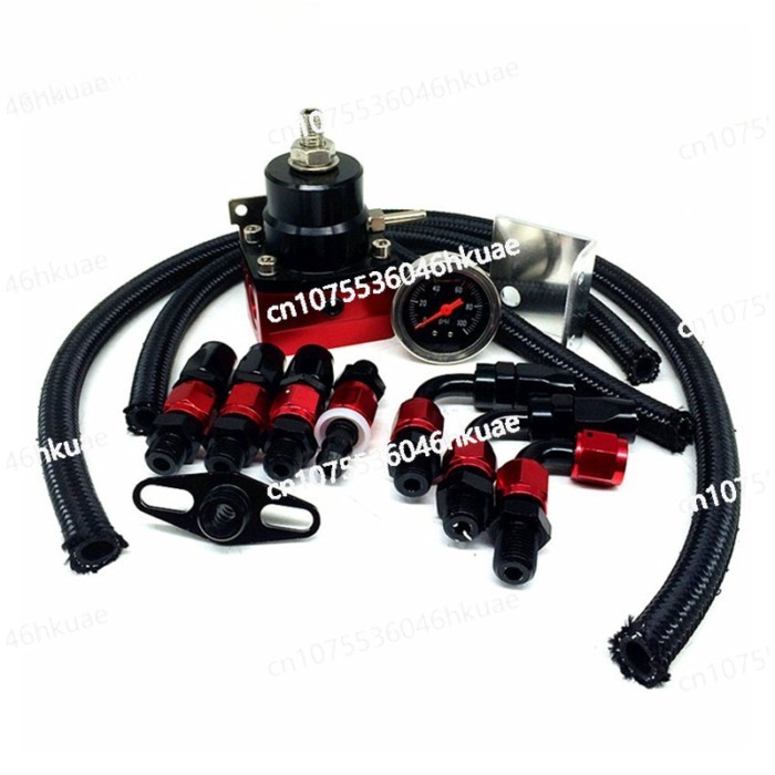 AN6 Fuel Line Hose+Fittings End Kit Universal Adjustable Fuel Pressure Regulator With Gauge