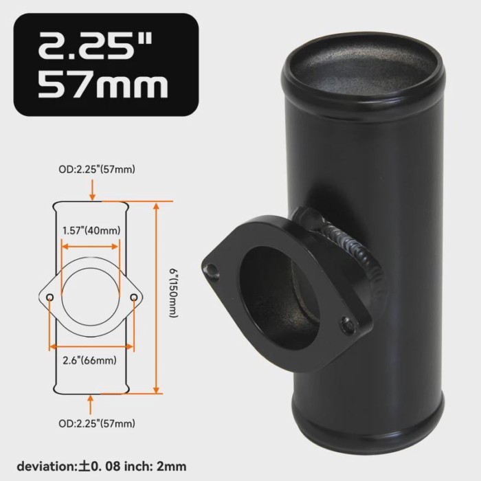 Fit For GD-RS FV RZ BOV Blow Off Valve Adapter Type-S RS 2.25" Turbo Flange Pipe Black